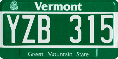 VT license plate YZB315