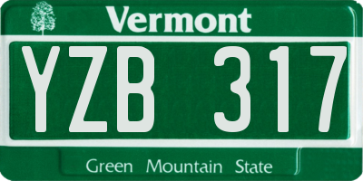 VT license plate YZB317