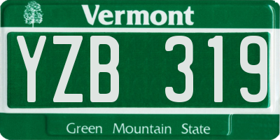VT license plate YZB319