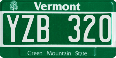 VT license plate YZB320