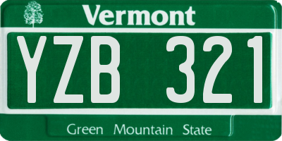 VT license plate YZB321