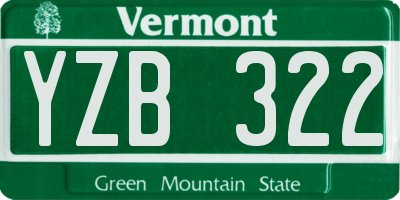 VT license plate YZB322