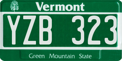 VT license plate YZB323