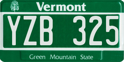 VT license plate YZB325