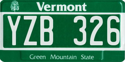 VT license plate YZB326