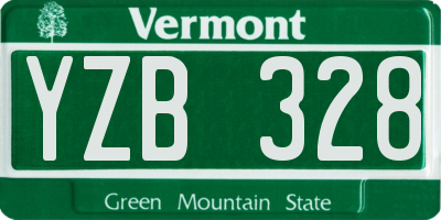 VT license plate YZB328