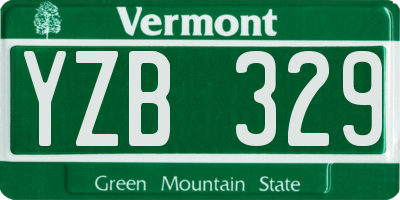 VT license plate YZB329