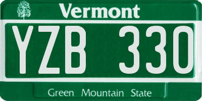 VT license plate YZB330