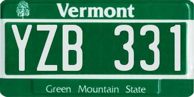 VT license plate YZB331