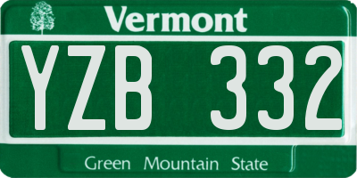 VT license plate YZB332