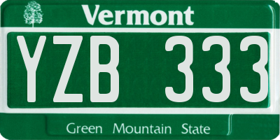 VT license plate YZB333