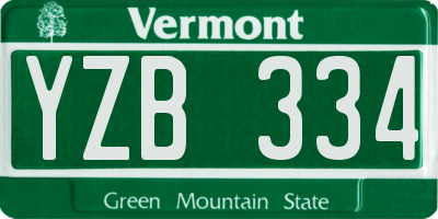 VT license plate YZB334