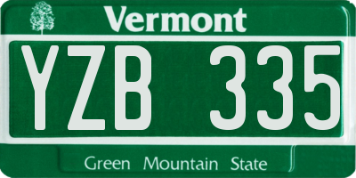 VT license plate YZB335