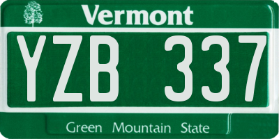 VT license plate YZB337