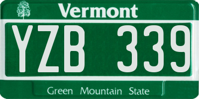 VT license plate YZB339