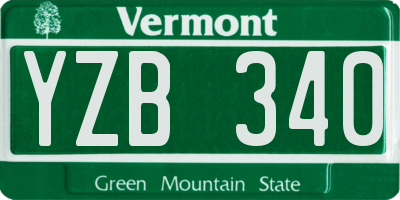 VT license plate YZB340