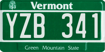 VT license plate YZB341