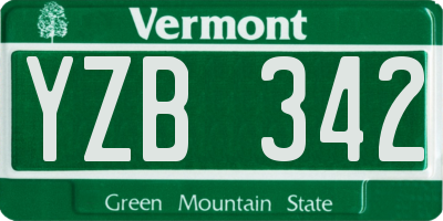 VT license plate YZB342