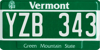 VT license plate YZB343