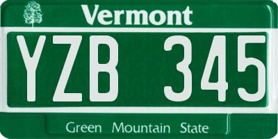 VT license plate YZB345