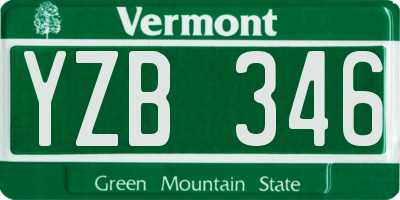 VT license plate YZB346