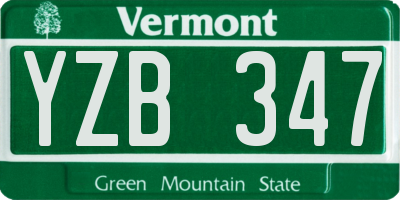 VT license plate YZB347
