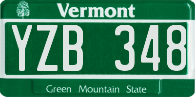 VT license plate YZB348