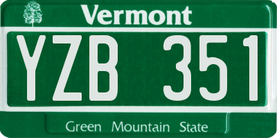 VT license plate YZB351