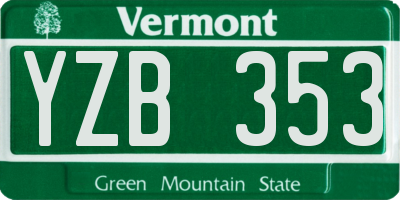 VT license plate YZB353