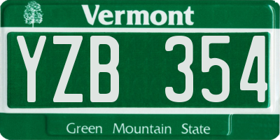VT license plate YZB354
