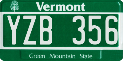 VT license plate YZB356