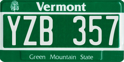 VT license plate YZB357