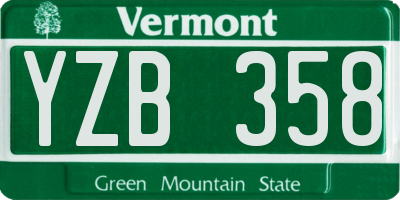 VT license plate YZB358
