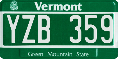 VT license plate YZB359