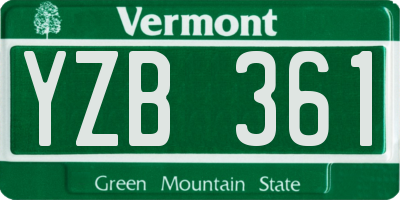 VT license plate YZB361