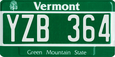 VT license plate YZB364