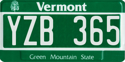 VT license plate YZB365