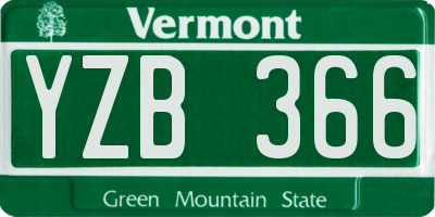 VT license plate YZB366