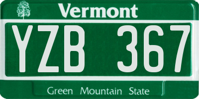 VT license plate YZB367