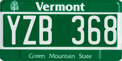 VT license plate YZB368