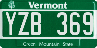 VT license plate YZB369