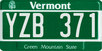 VT license plate YZB371