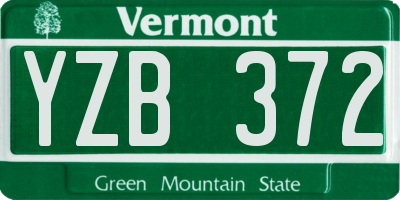 VT license plate YZB372