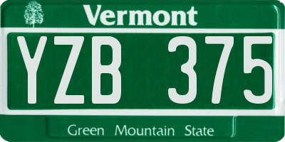 VT license plate YZB375