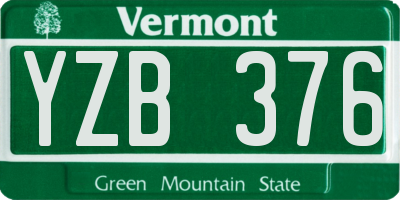 VT license plate YZB376