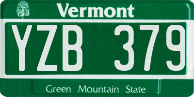 VT license plate YZB379