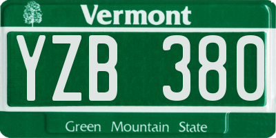 VT license plate YZB380