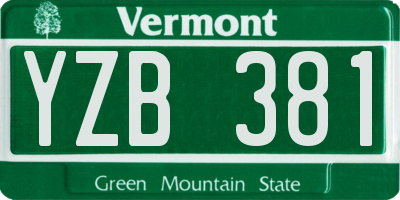 VT license plate YZB381