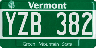 VT license plate YZB382