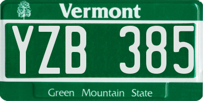 VT license plate YZB385